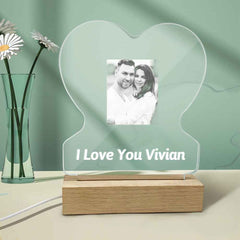Custom Photo Lamp Personalized Heart Glass Led Night Lamp Gift for Lovers Night Light
