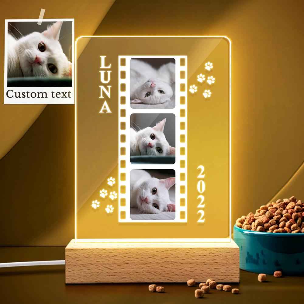 Custom Cat Photo Lamp as Cat Lover Gift Personalized Gift Photo Pet Portrait Bedside Lamp Night Light