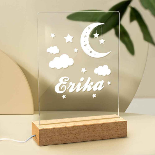 Custom Night Light Table Lamp For Kids Stars Moon And Clouds