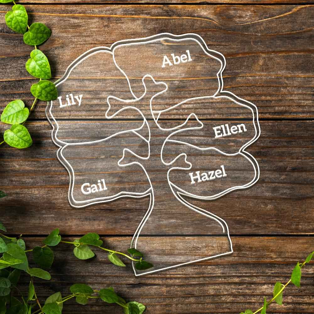 Personalized can be customized with multiple names night light family tree