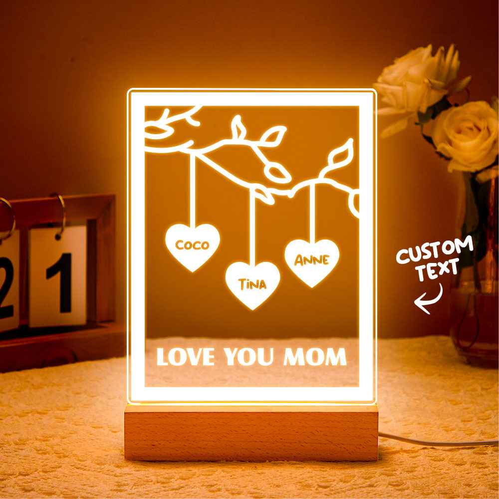 Personalized Led Night Light Tree of life Genealogical Tree with Custom Family First Name and Text
