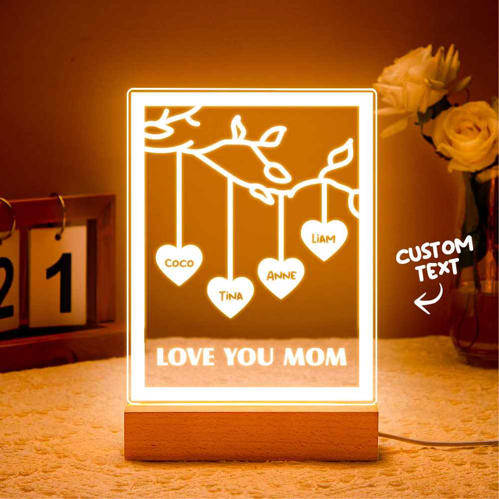 Personalized Led Night Light Tree of life Genealogical Tree with Custom Family First Name and Text