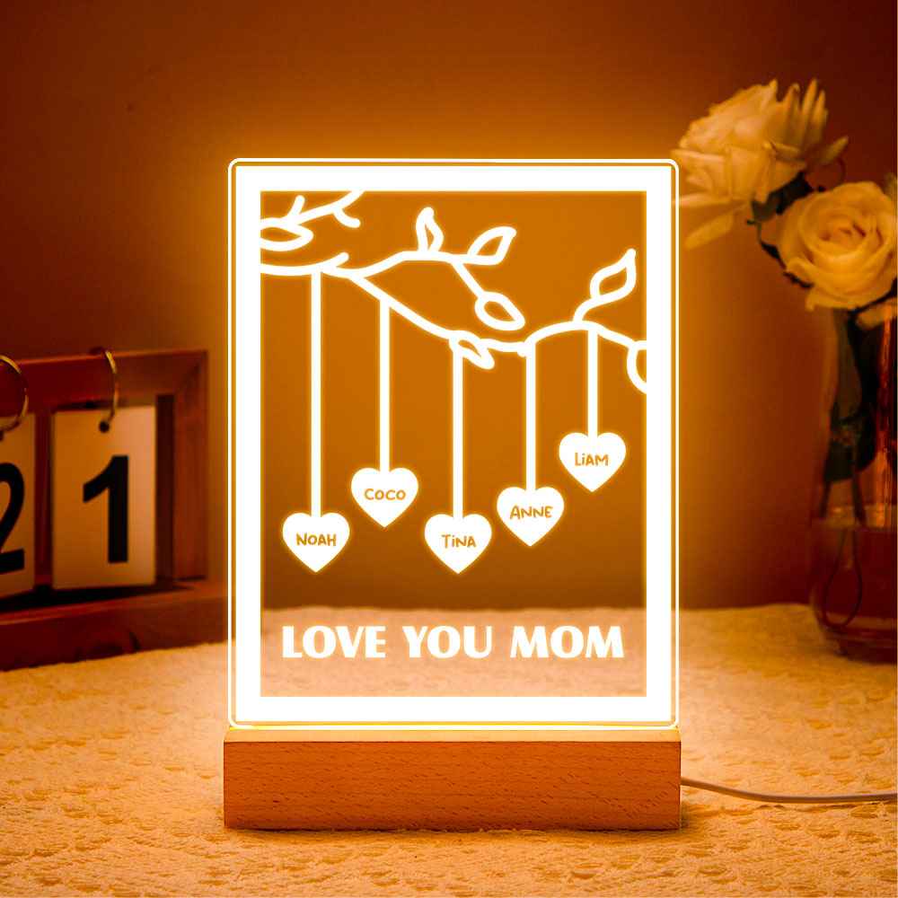 Personalized Led Night Light Tree of life Genealogical Tree with Custom Family First Name and Text