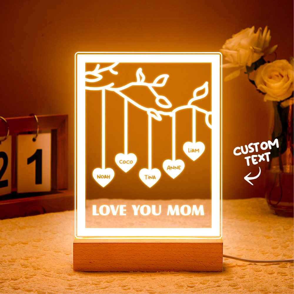 Personalized Led Night Light Tree of life Genealogical Tree with Custom Family First Name and Text
