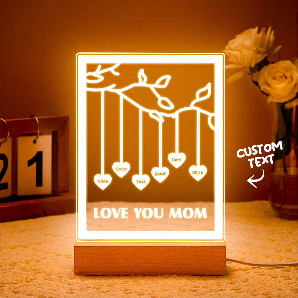 Personalized Led Night Light Tree of life Genealogical Tree with Custom Family First Name and Text