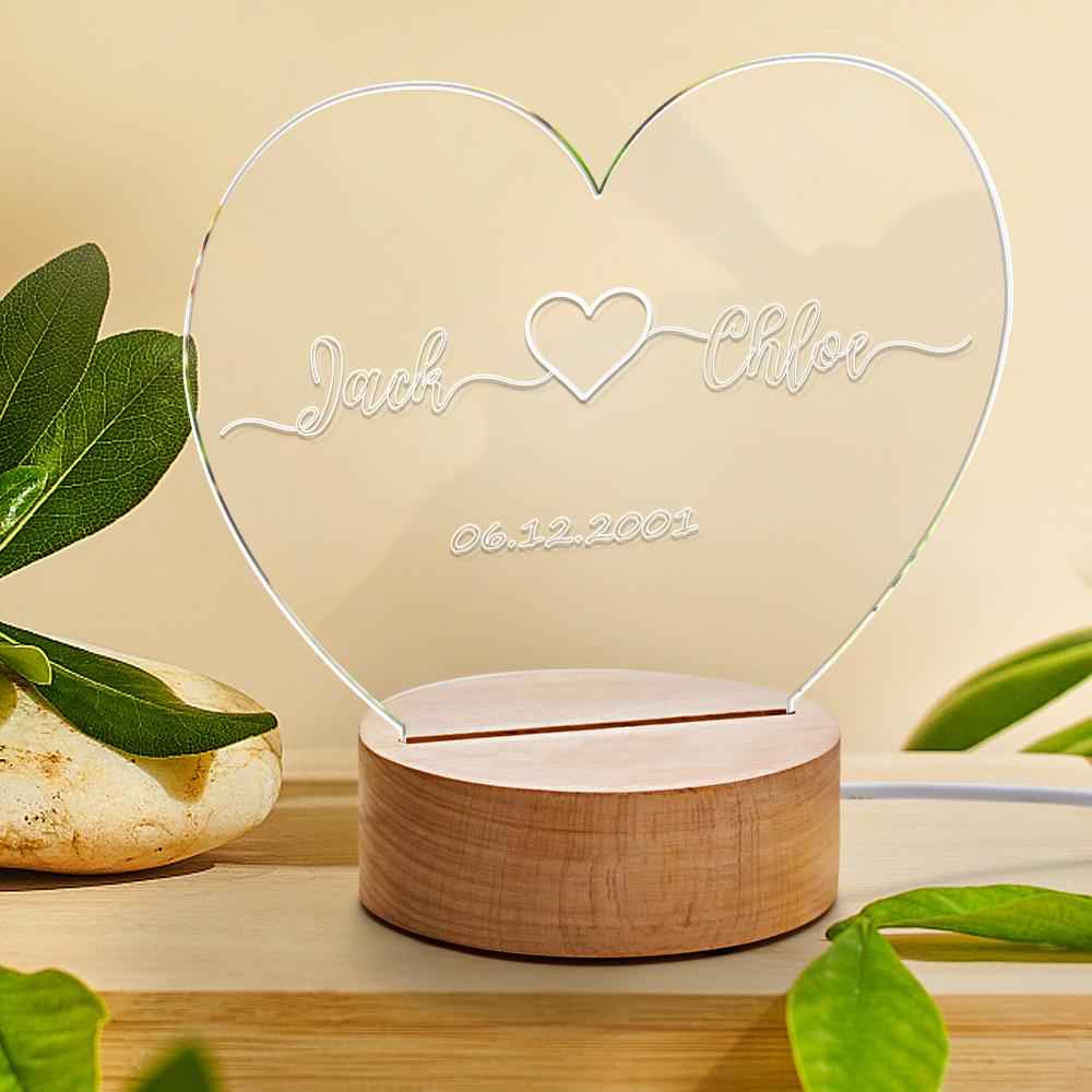 custom night light for his gift name and date engagement gift