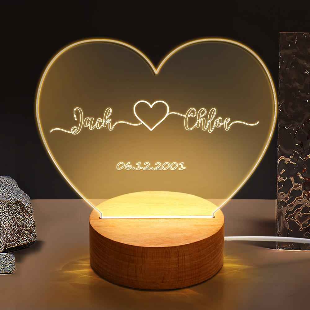 custom night light for his gift name and date engagement gift