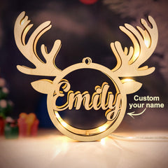 Personalised Christmas Elk Night Lamp with Engraved Name | Home Decor Gift