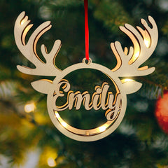 Personalised Christmas Elk Night Lamp with Engraved Name | Home Decor Gift