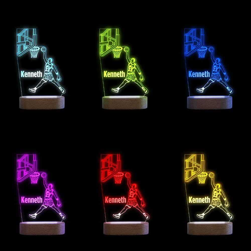 Custom Name Night Light Acrylic Personalized Lamp BASKETBALL Desk Lamp Gift for Boys or Adult