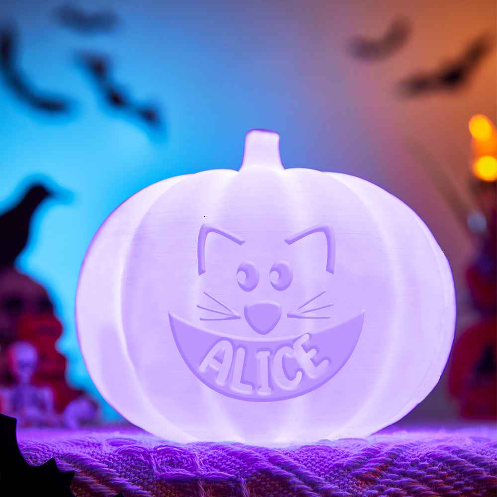 Personalized Halloween Pumpkin Light Custom Cat Light Custom Light Up Jack-o-lantern Halloween Decor
