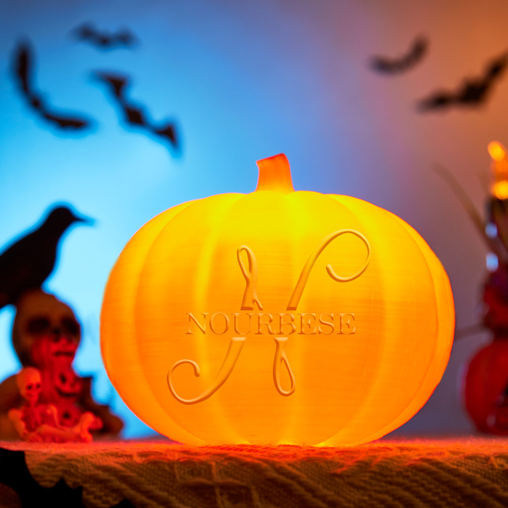 Personalised Halloween Pumpkin Night Light - Custom Name Jack-O-Lantern