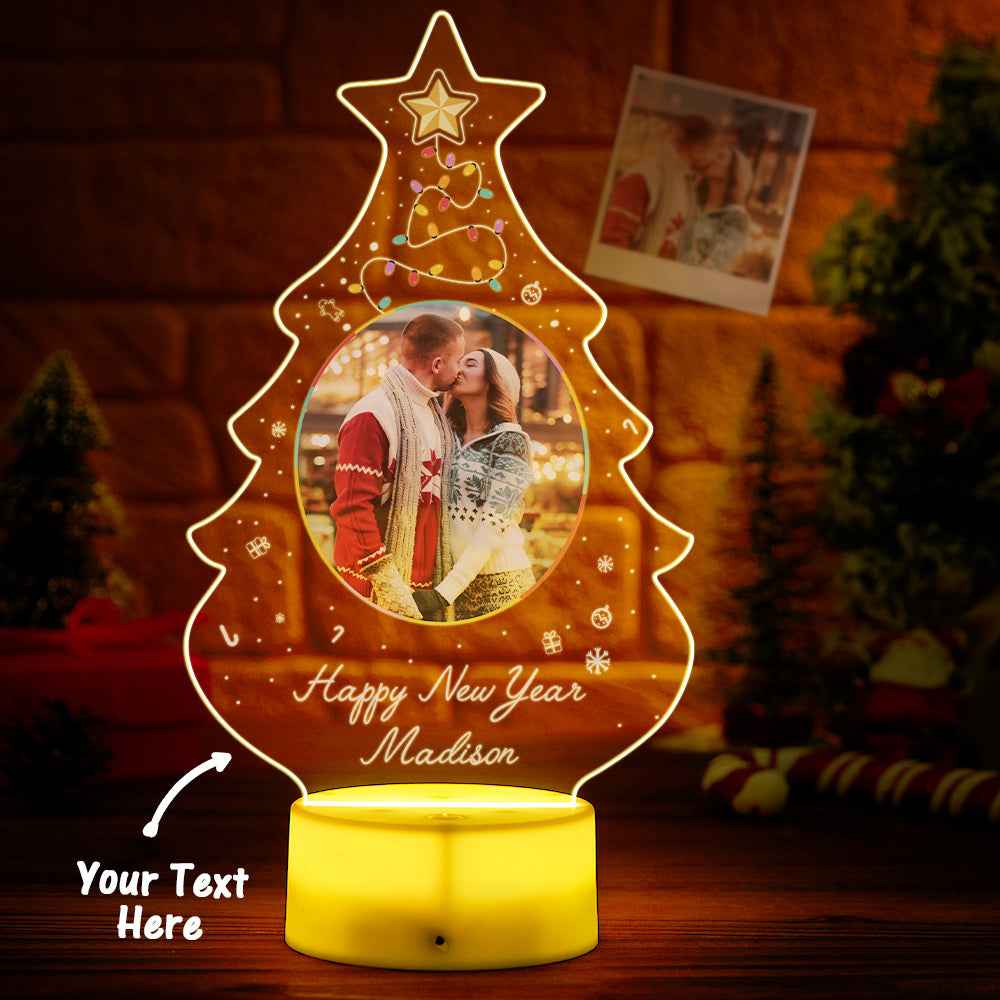 Mini Christmas Tree Light Lamp Custom Made Gift With Photo and Text Gift For Friends