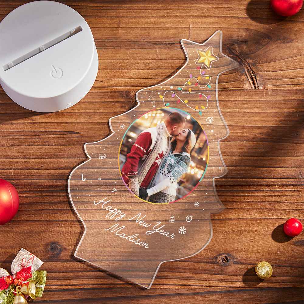 Mini Christmas Tree Light Lamp Custom Made Gift With Photo and Text Gift For Friends