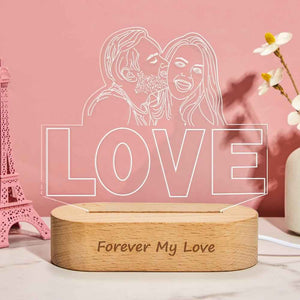 Custom Hand-drawing 3D Photo Night Light for Bedroom Personalized Lamp Led Gift for Lovers