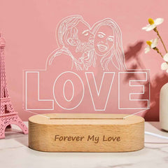 Custom Hand-drawing 3D Photo Night Light for Bedroom Personalized Lamp Led Gift for Lovers