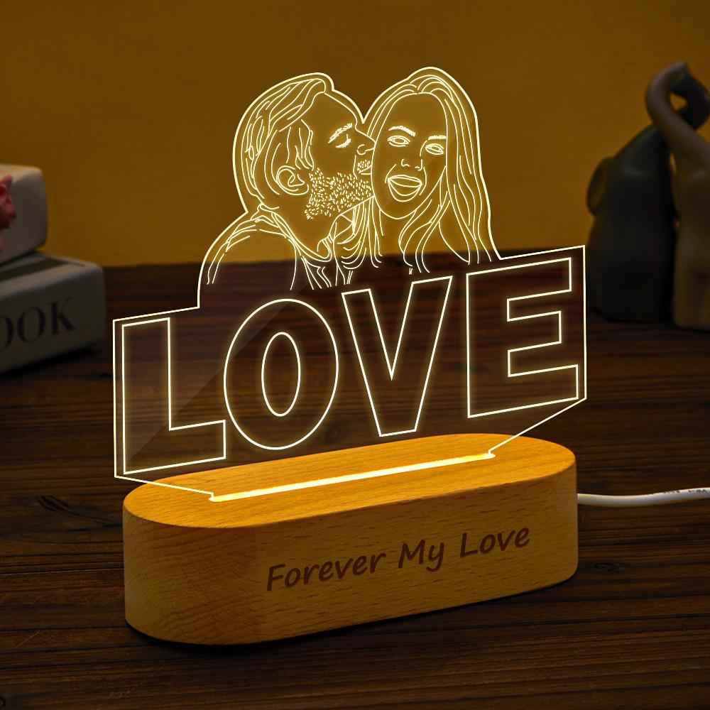 Custom Hand-drawing 3D Photo Night Light for Bedroom Personalized Lamp Led Gift for Lovers