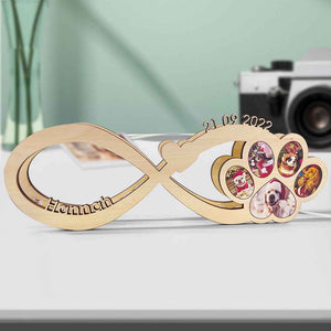Custom Infinity Dog Paw Photo Light Personalized Engraved Name Wooden Night Light