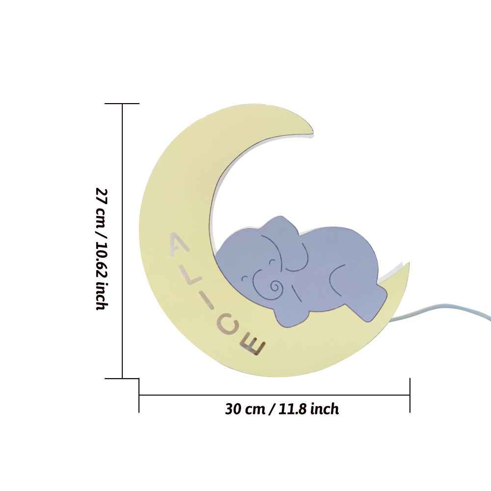 Personalized Name Baby Elephant Wall Light for Kids Room Birthday Gift for Kids