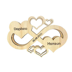 Custom Infinity Heart Lamp Personalized Engraved Name Wooden Night Light for Lover