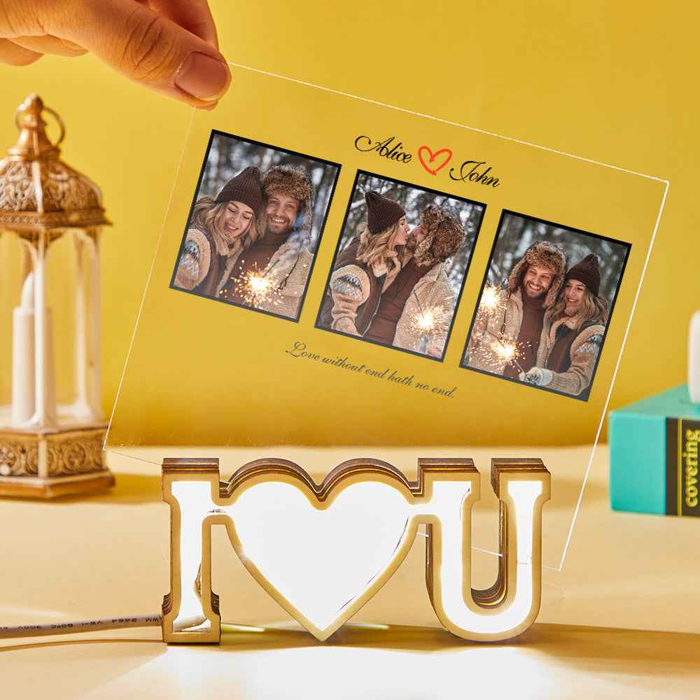 Custom Photo Engraved Night Light Acrylic Plaque LED Love Gifts
