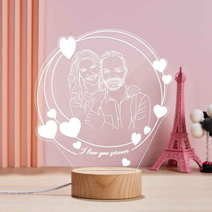 Custom 3D Led Night Lamp Gift for Couple with Photo and Text Custom Romantic Hearth Night Lights