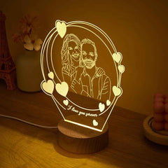 Custom 3D Led Night Lamp Gift for Couple with Photo and Text Custom Romantic Hearth Night Lights