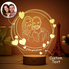 Custom 3D Led Night Lamp Gift for Couple with Photo and Text Custom Romantic Hearth Night Lights