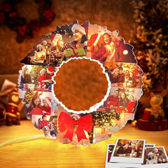 Personalized Photo Collage Wall Light Christmas Wreath Night Light Best Christmas Gift