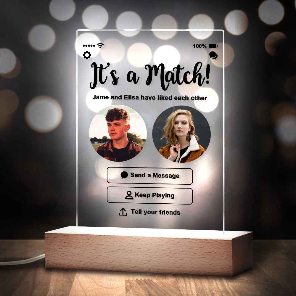 Personalized Perfect Match With Photos Keychain/Plaque/Night Light