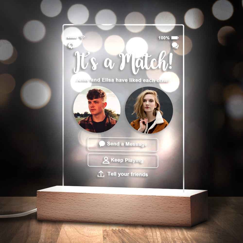 Personalized Perfect Match With Photos Keychain/Plaque/Night Light