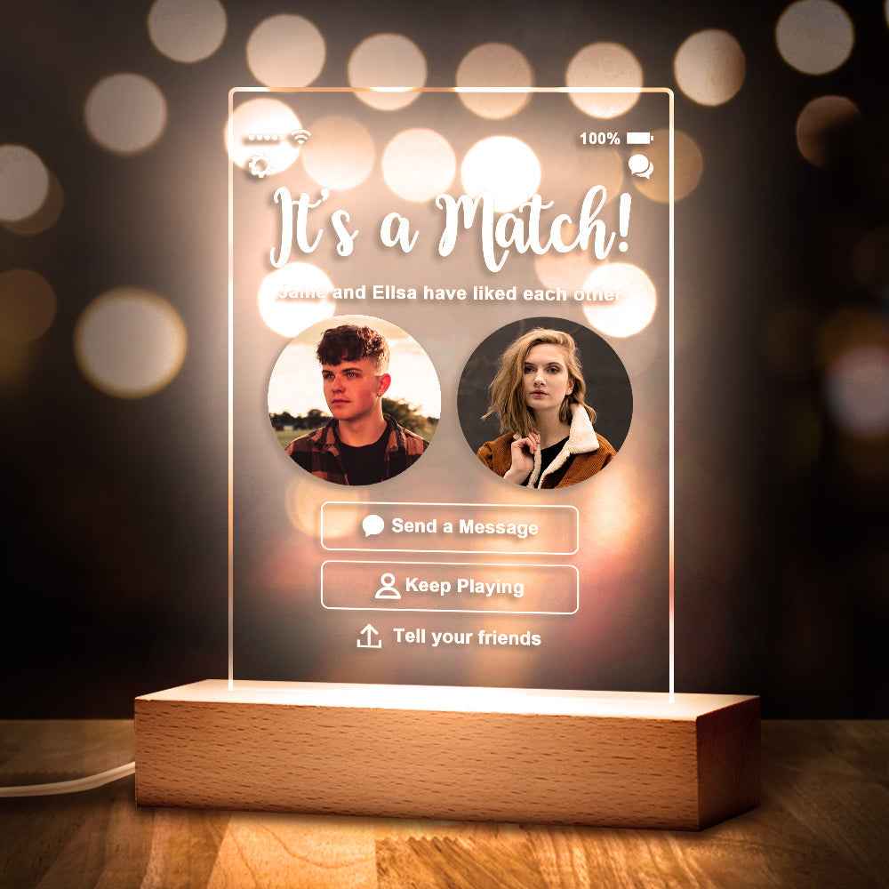 Personalized Perfect Match With Photos Keychain/Plaque/Night Light