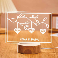 Custom Family Tree LED Night Light Engraved Name 3-8 Deocr Anniversary Gifts