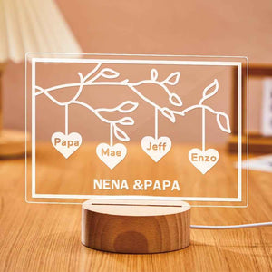 Custom Family Tree LED Night Light Engraved Name 3-8 Deocr Anniversary Gifts