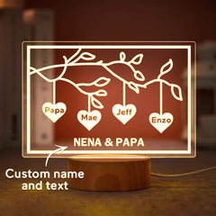 Custom Family Tree LED Night Light Engraved Name 3-8 Deocr Anniversary Gifts