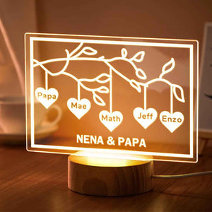 Custom Family Tree LED Night Light Engraved Name 3-8 Deocr Anniversary Gifts