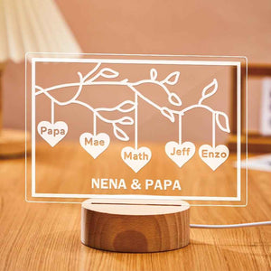 Custom Family Tree LED Night Light Engraved Name 3-8 Deocr Anniversary Gifts