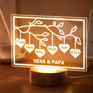 Custom Family Tree LED Night Light Engraved Name 3-8 Deocr Anniversary Gifts