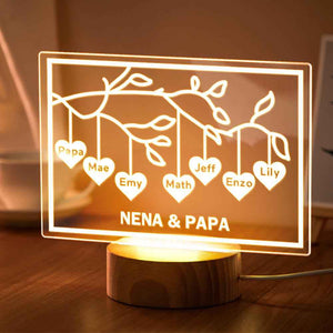 Custom Family Tree LED Night Light Engraved Name 3-8 Deocr Anniversary Gifts