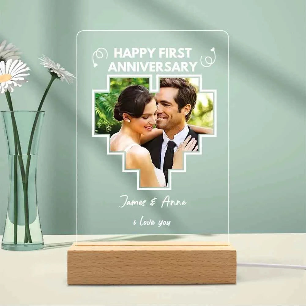 Custom Photo Led Light Anniversary Gift Personalized Photo Lamp Anniversary Gift Custom 3d Led Lamp Acrylic Night Light