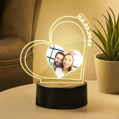 Custom Photo and Date Night Light Heart-shape Light Personalized Gifts for Couple