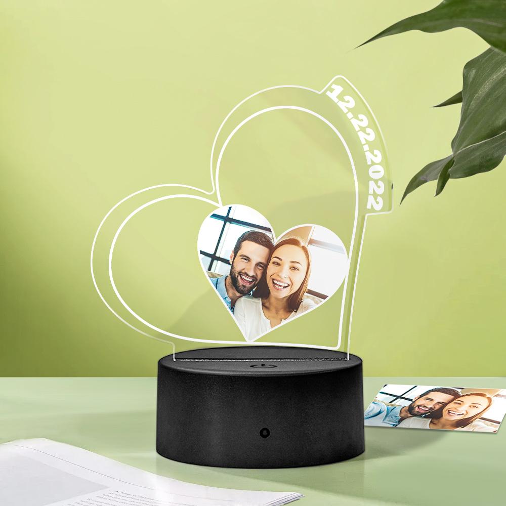 Personalised Heart-Shaped Photo Night Light | Custom Couples Gift