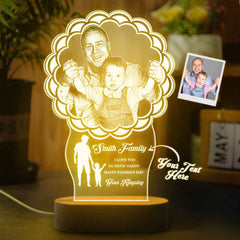 Custom Photo Father Child Lamp Personalized Engraved 7 Colors Acrylic Night Light Father's Day GIfts