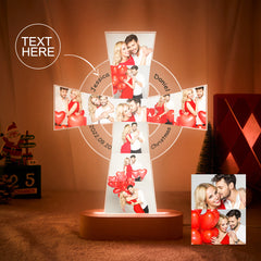 Personalised Custom Photo Engraved Cross Night Light - Acrylic Lamp Gift for Loved Ones