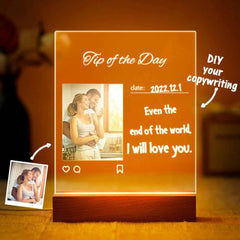 Custom Photo Acrylic Night Light Home Decor Write Love Words on it Valentine's Day gifts for lovers