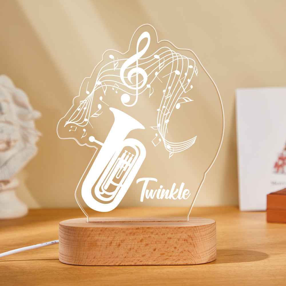 Custom Acrylic Engraved Instrument Night Light Personalized 3D Printed Colorful Lamp Birthday Gift