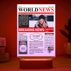 Personalised 3D Photo News Acrylic Lamp | Custom Night Light | Colourful LED Gift