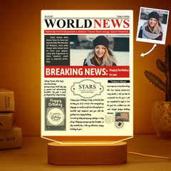 Custom Photo News Acrylic Sign Colorful Lamp Personalized 3D Printed Night Light Birthday Gifts