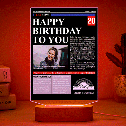 Personalised Photo Acrylic Night Light - Custom 7 Colour LED Lamp | Unique Birthday Gift