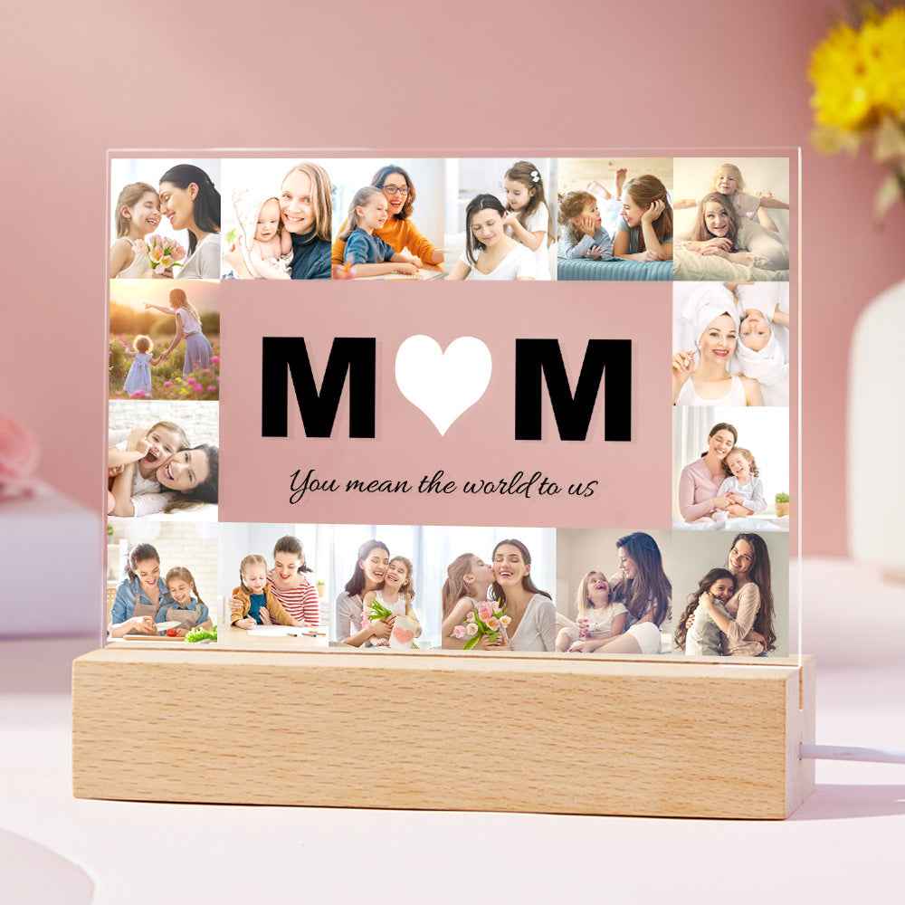 Custom Photo Acrylic Light Engraved Night Lights Home Ornaments Gift for Mom